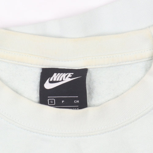Nike Women's Beige Pullover Sweatshirt Small Logo Crew Neck