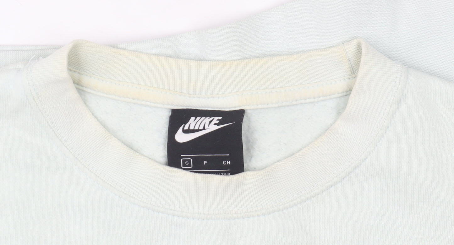 Nike Women's Beige Pullover Sweatshirt Small Logo Crew Neck