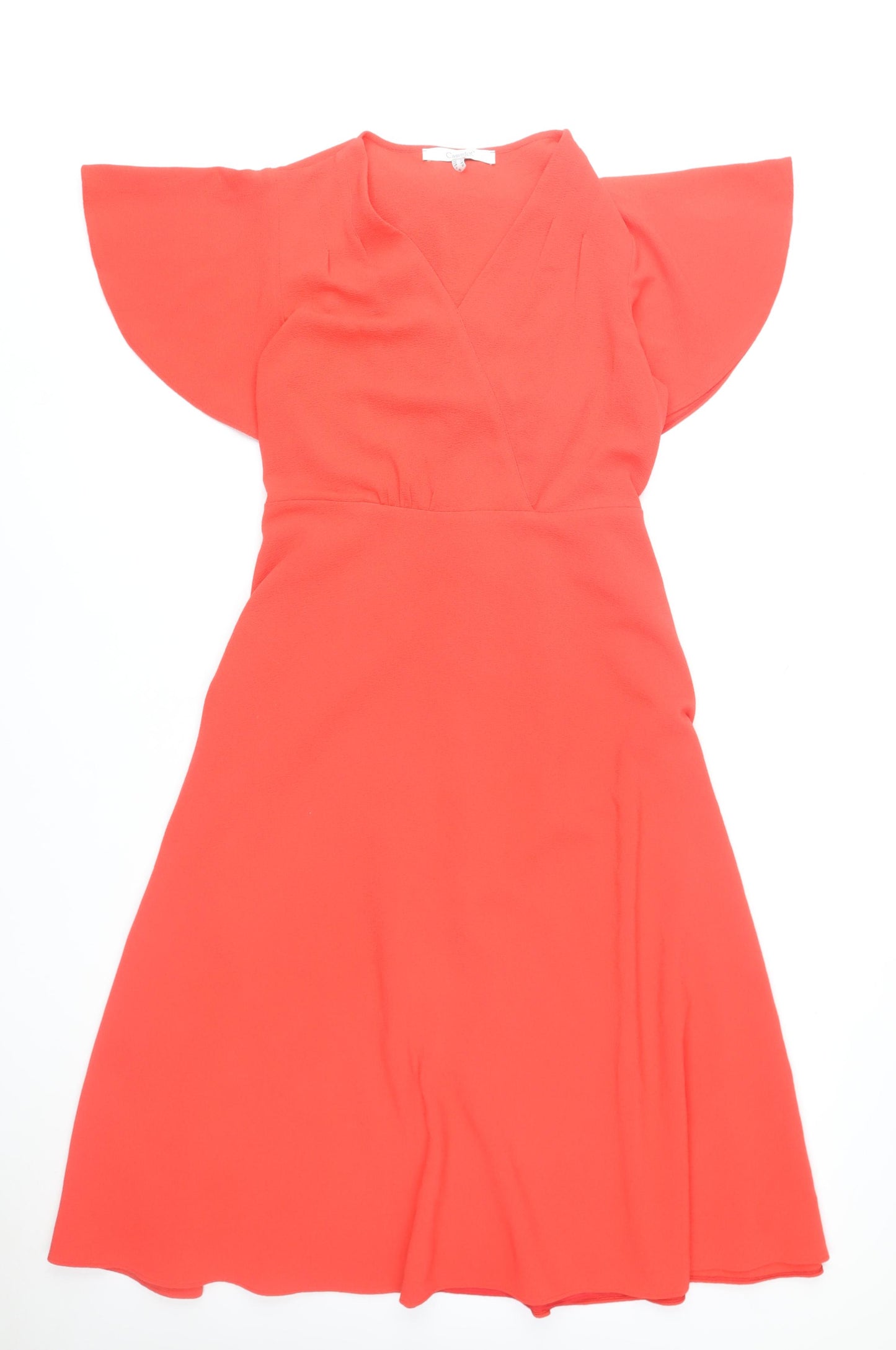 Camelot Women’s Red A-Line Knee Length Dress Size 14 Flutter Sleeve