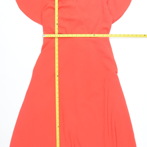 Camelot Women’s Red A-Line Knee Length Dress Size 14 Flutter Sleeve