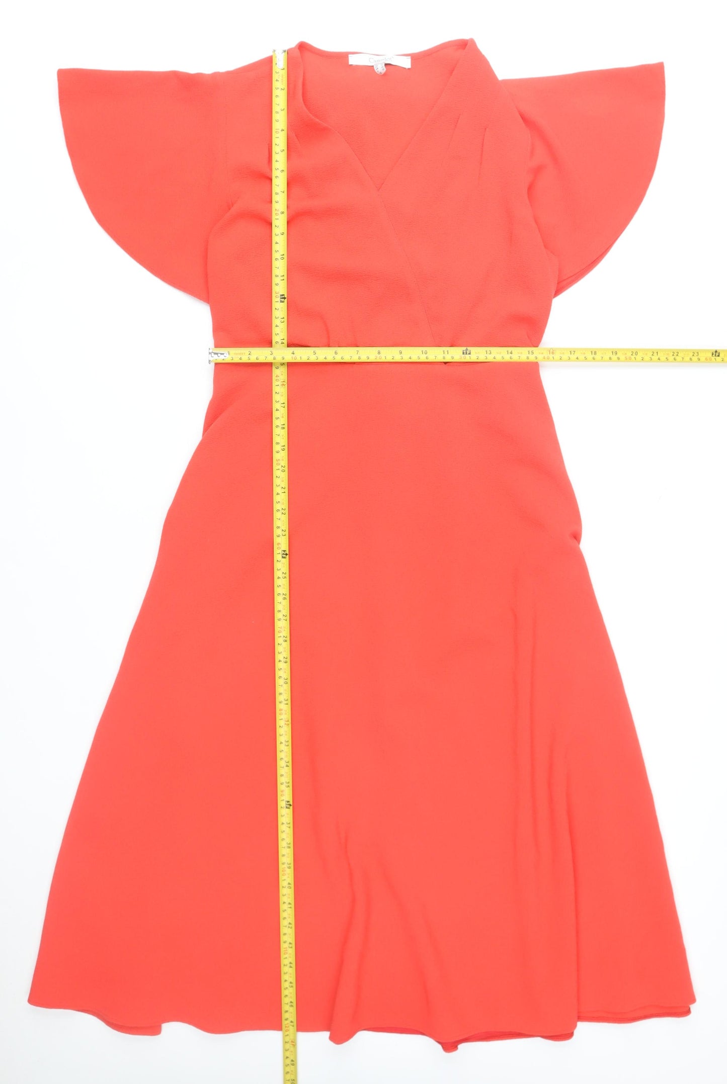 Camelot Women’s Red A-Line Knee Length Dress Size 14 Flutter Sleeve