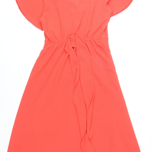 Camelot Women’s Red A-Line Knee Length Dress Size 14 Flutter Sleeve