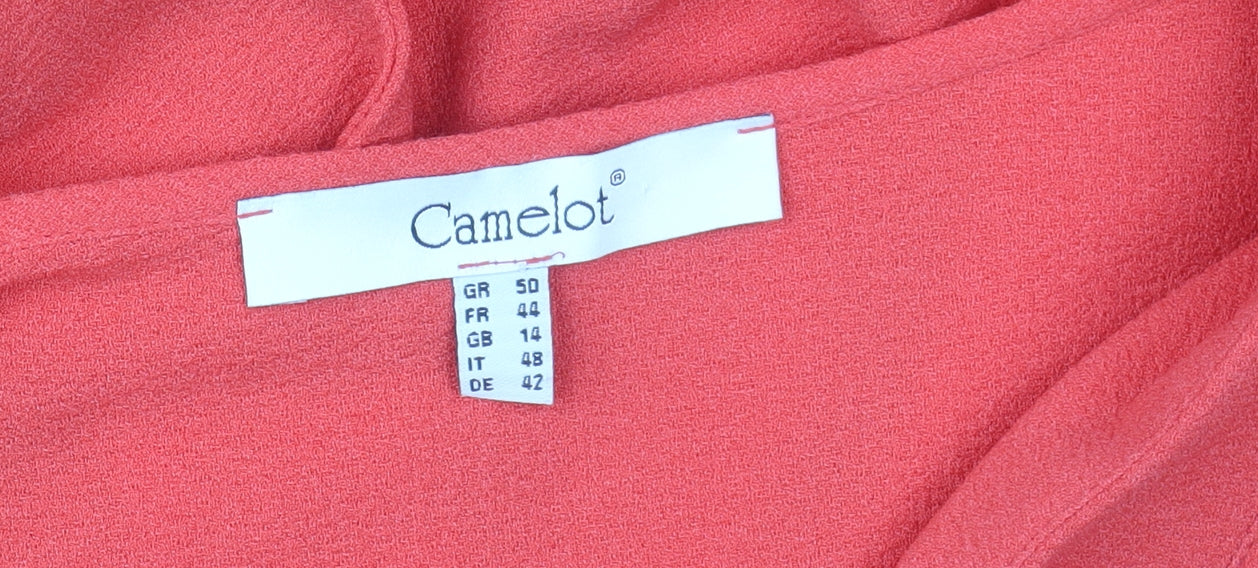 Camelot Women’s Red A-Line Knee Length Dress Size 14 Flutter Sleeve
