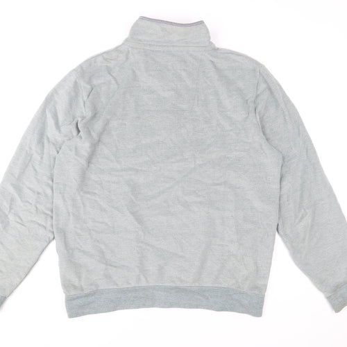 Crew Clothing Company Mens Grey L Half Zip Jumper High Neck Cotton Blend