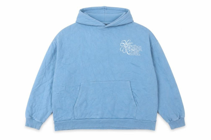 Pull&Bear Men’s Blue XL Pullover Floral Soul Graphic Hoodie