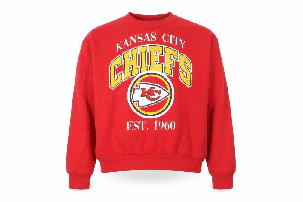 Front view of Next Men’s Red Kansas City Chiefs Pullover Sweatshirt XS