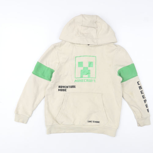 George Boys Beige Minecraft Creeper Hoodie 7-8 Years Pullover Cotton Blend
