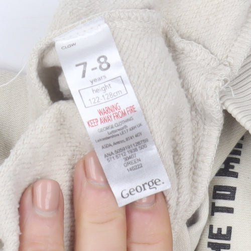 George Boys Beige Minecraft Creeper Hoodie 7-8 Years Pullover Cotton Blend