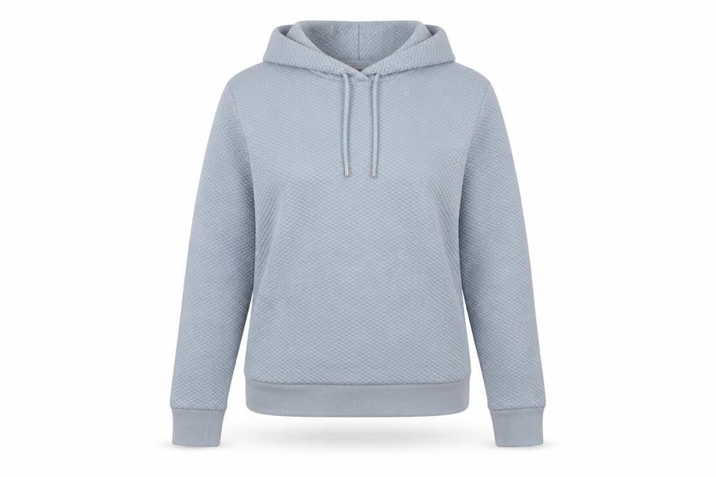 Front view of Next Women’s Blue Quilted Pullover Hoodie XS