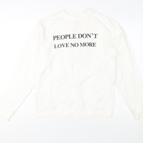 Independent Trading Company Women White Graphic Pullover Sweatshirt S