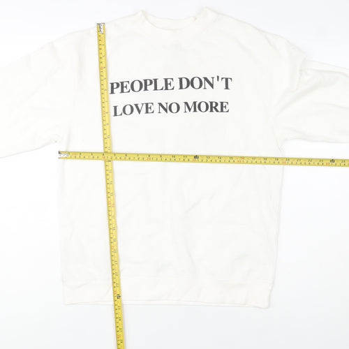 Independent Trading Company Women White Graphic Pullover Sweatshirt S