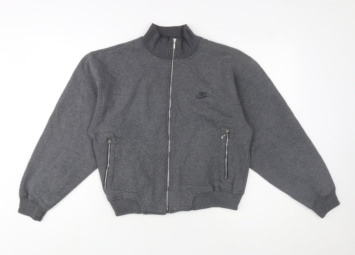 Nike Mens Grey M Track Jacket Full Zip Cotton Blend Casual