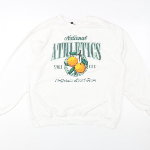 H&M Divided Men's White Graphic Print Athletics Sweatshirt M
