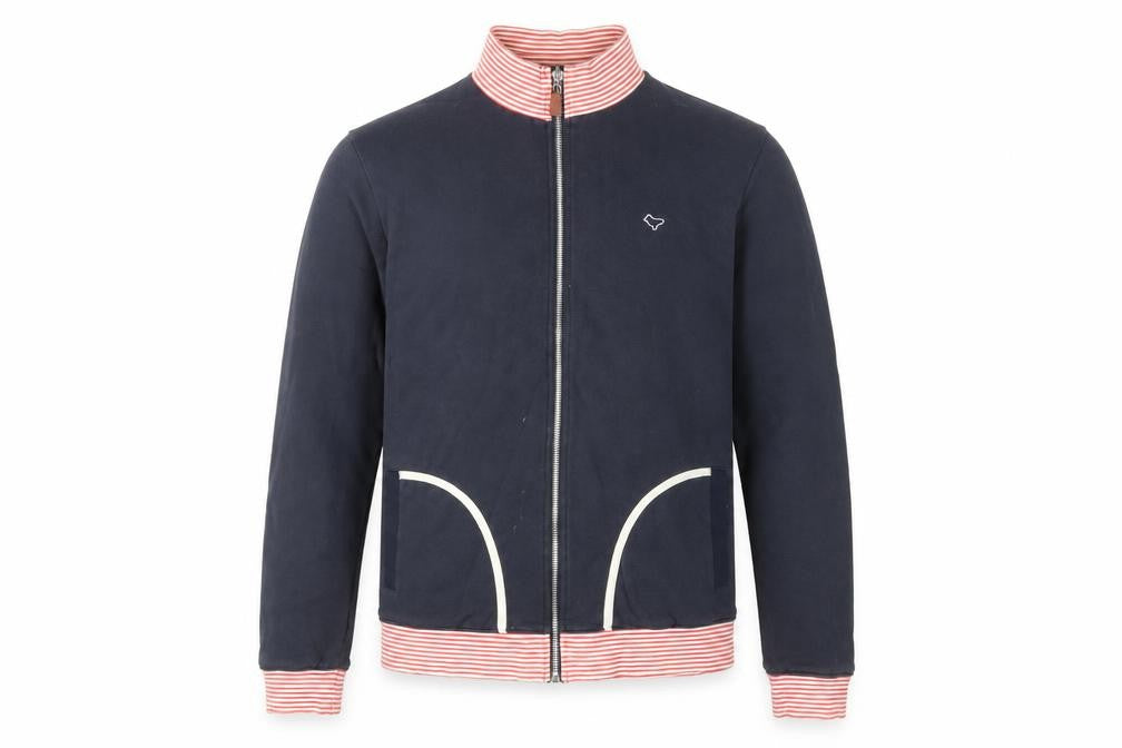 Front view of Weekend Offender Men's Blue M Track Jacket Full Zip Cotton