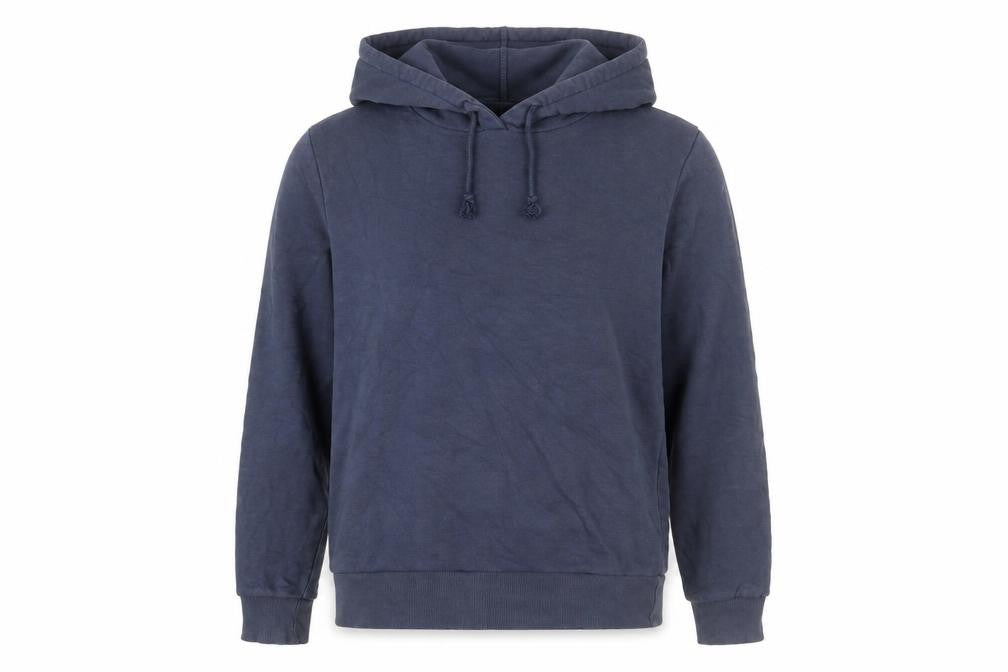 Front view of Marks & Spencer women’s navy blue pullover hoodie, size UK 8, cotton blend