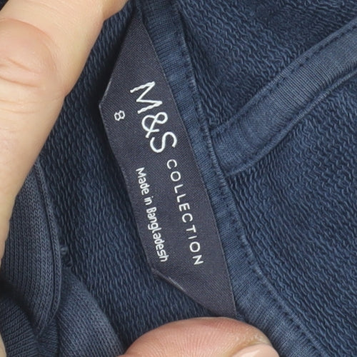 Marks and Spencer Womens Navy Blue Pullover Hoodie Size 8 Cotton Blend