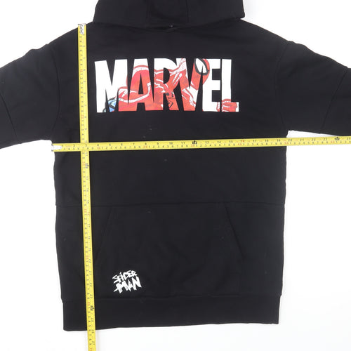 Marvel Spider-Man Boys Black Hoodie 14-15 Years Pullover Graphic Cotton Blend