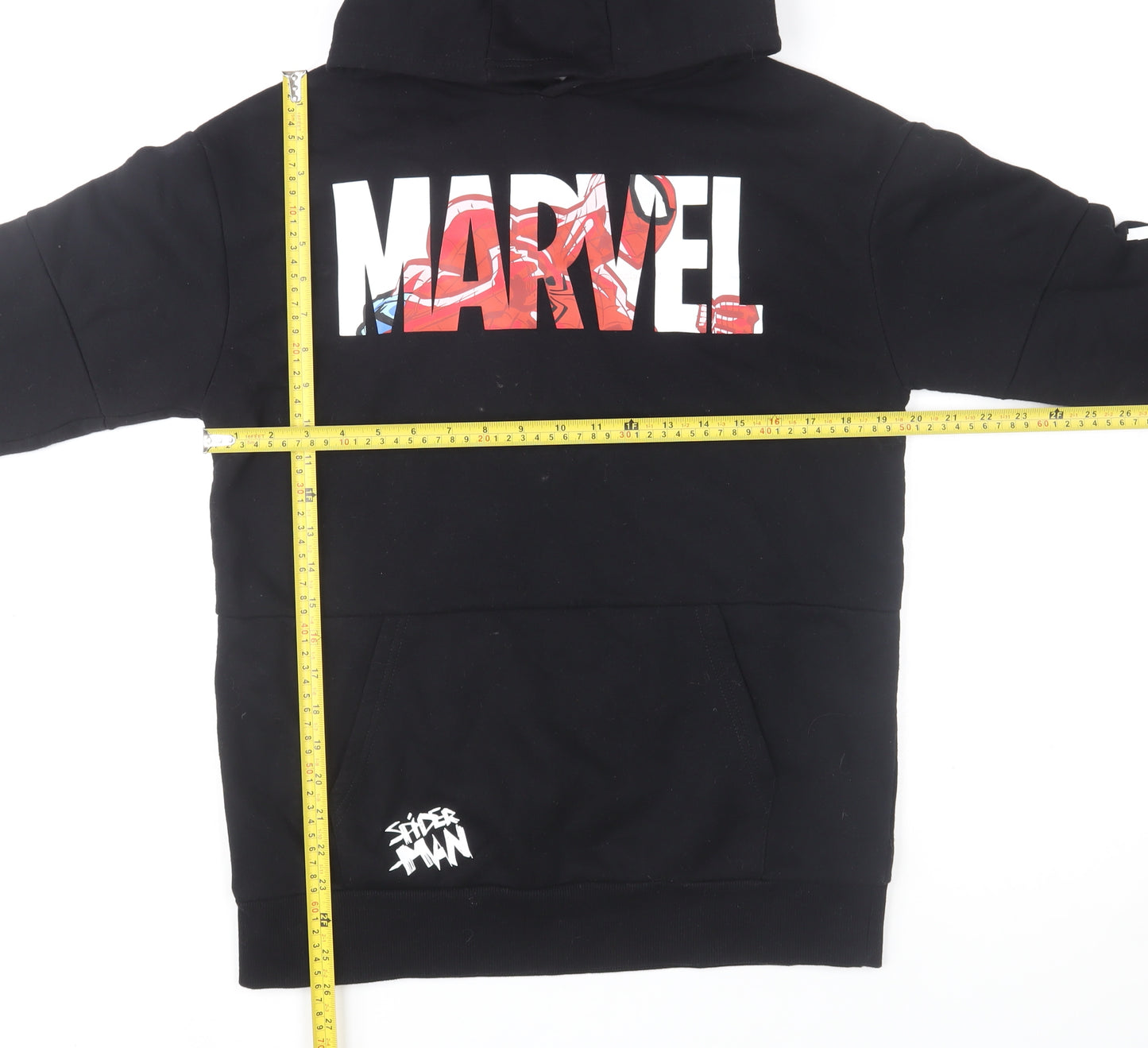Marvel Spider-Man Boys Black Hoodie 14-15 Years Pullover Graphic Cotton Blend