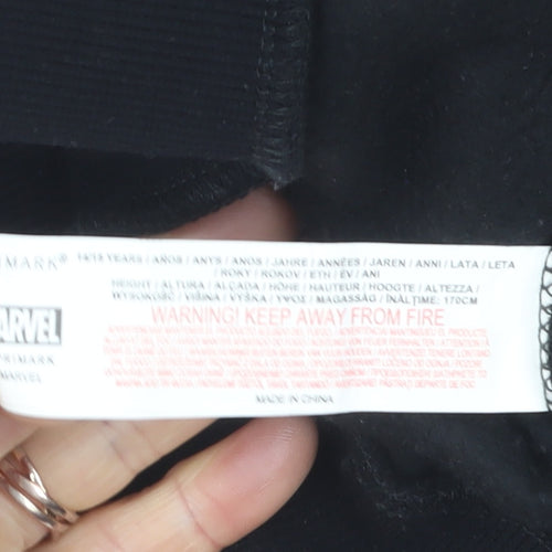 Marvel Spider-Man Boys Black Hoodie 14-15 Years Pullover Graphic Cotton Blend