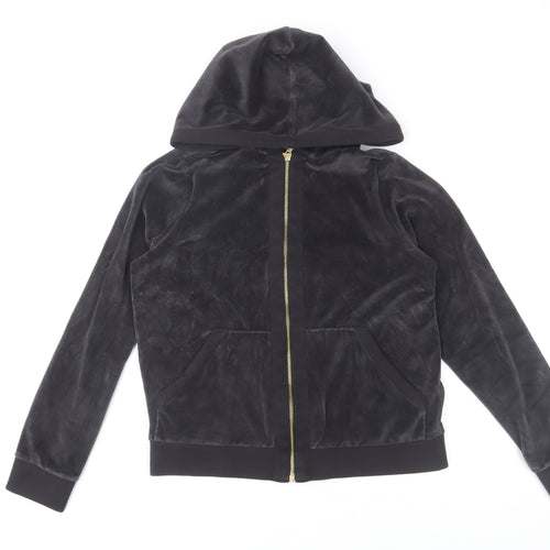 Hobbs Women Black XS Velvet Zip Hooded Track Jacket