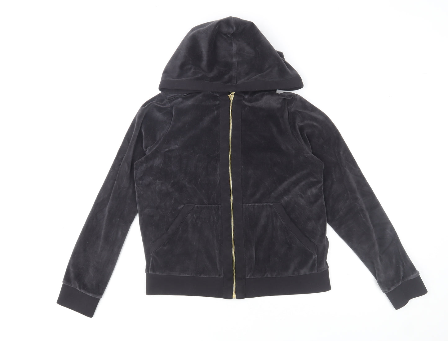 Hobbs Women Black XS Velvet Zip Hooded Track Jacket