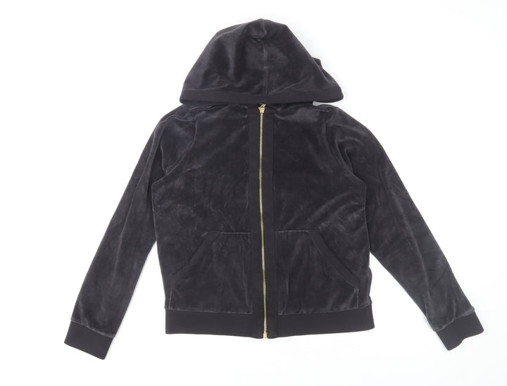 Hobbs Women Black XS Velvet Zip Hooded Track Jacket