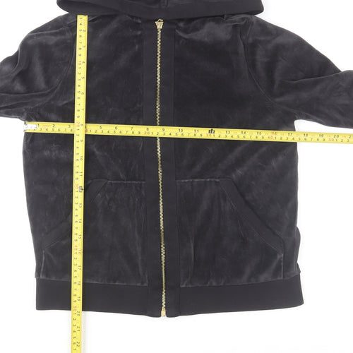 Hobbs Women Black XS Velvet Zip Hooded Track Jacket