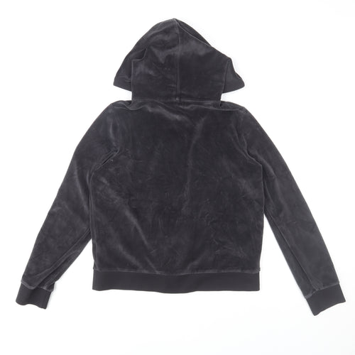 Hobbs Women Black XS Velvet Zip Hooded Track Jacket