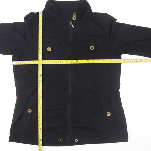 Bm Casual Women's Black Military Style Zip Jacket with Buttons Size M