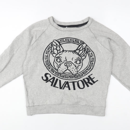 5 Preview Women Grey Pullover Sweatshirt XS Wool Cotton Blend Dog Print