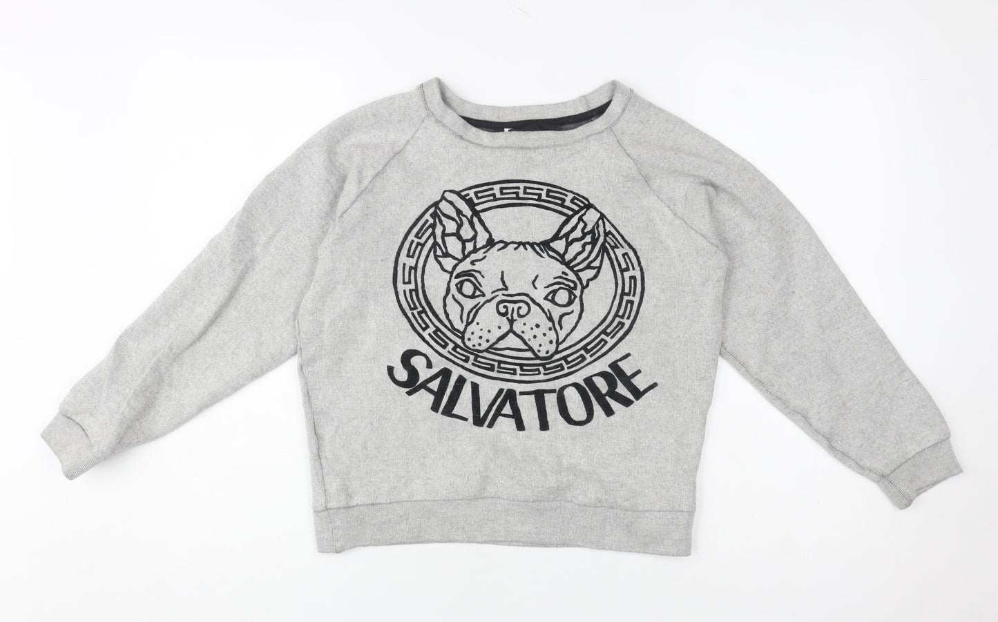 5 Preview Women Grey Pullover Sweatshirt XS Wool Cotton Blend Dog Print