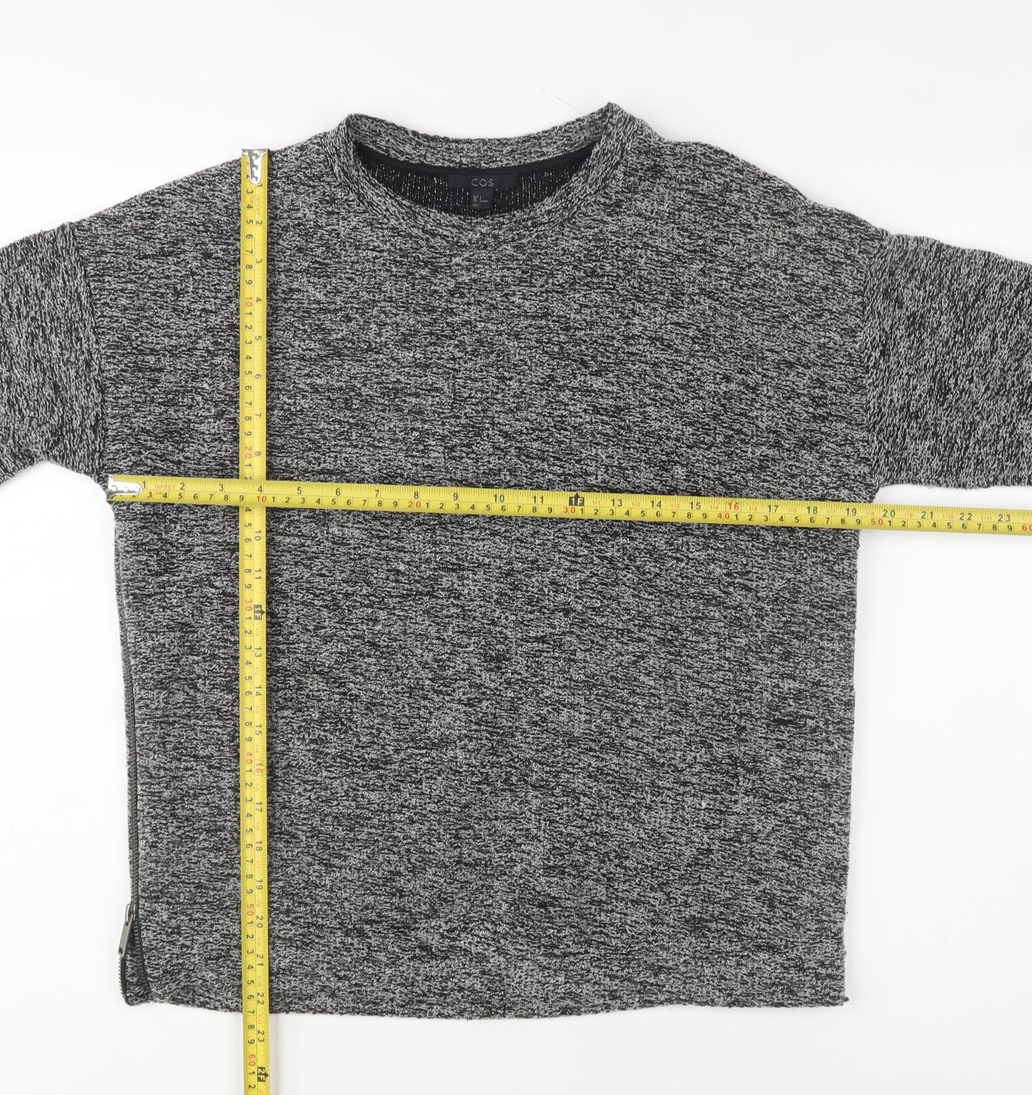 COS Women Grey Cotton Blend Crew Neck Knit Jumper Size 8