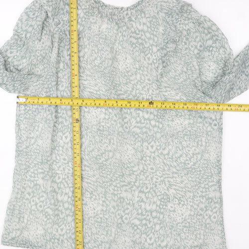 Oasis Women's Green Floral Ruffle Tunic Blouse Size 8