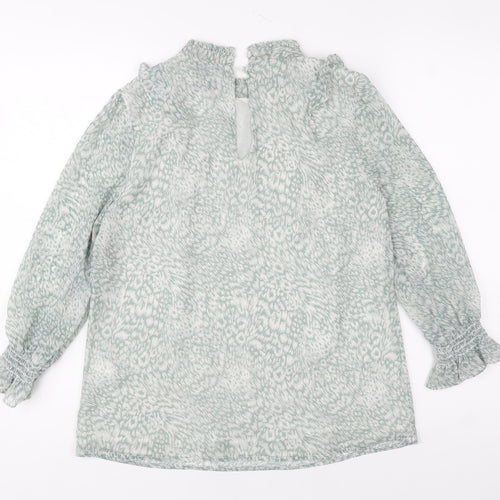 Oasis Women's Green Floral Ruffle Tunic Blouse Size 8