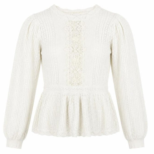 River Island Women’s Ivory Crochet Knit Jumper Size 8