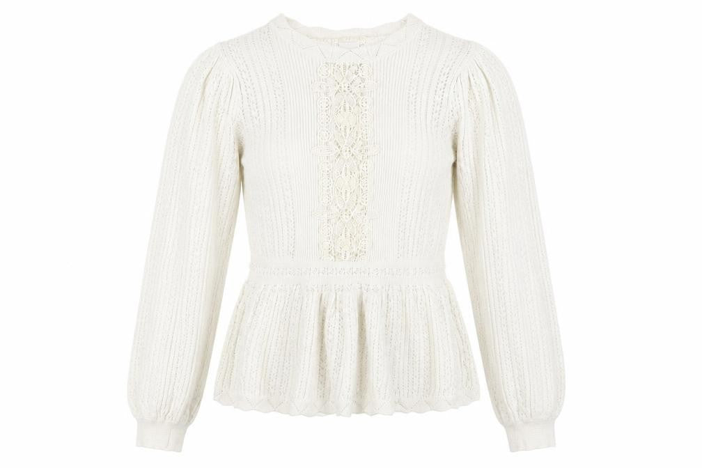 River Island Women’s Ivory Crochet Knit Jumper Size 8