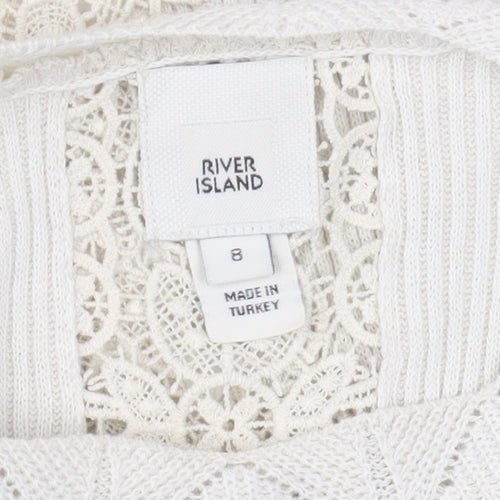 River Island Women’s Ivory Crochet Knit Jumper Size 8