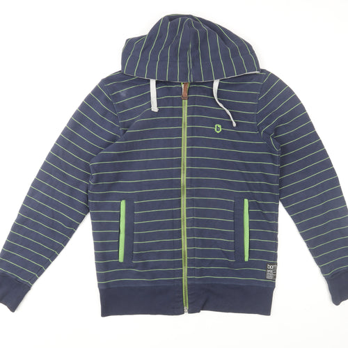 Ted Baker Men's Blue Striped Hoodie Jacket Size L Track Style Full Zip