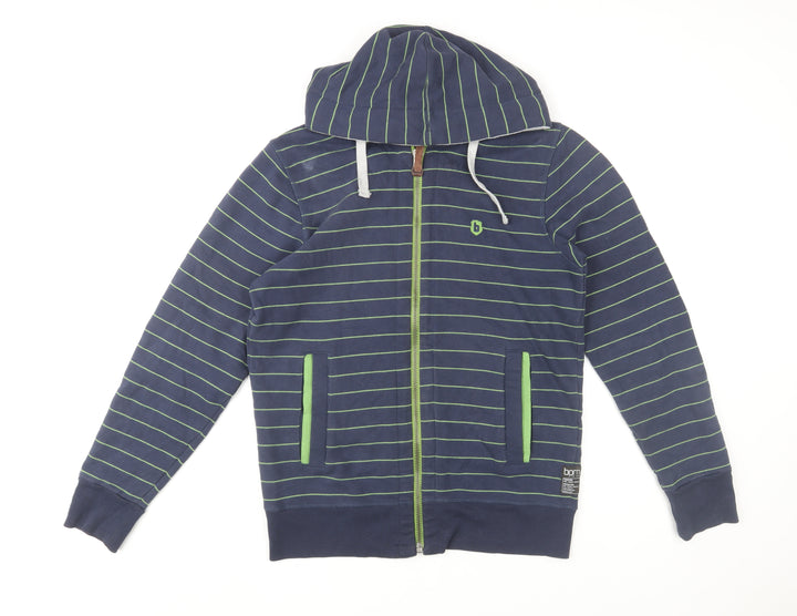 Ted Baker Men's Blue Striped Hoodie Jacket Size L Track Style Full Zip