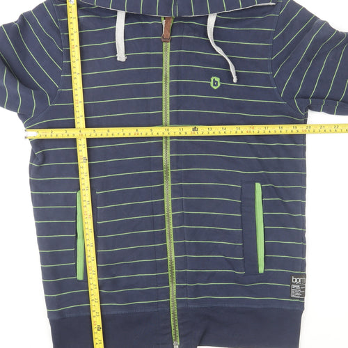 Ted Baker Men's Blue Striped Hoodie Jacket Size L Track Style Full Zip
