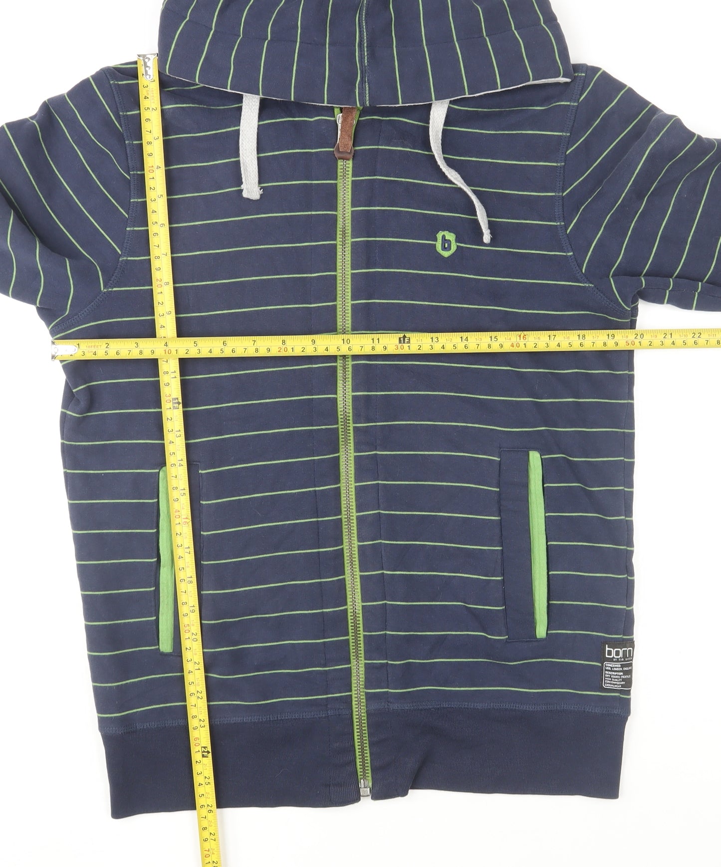 Ted Baker Men's Blue Striped Hoodie Jacket Size L Track Style Full Zip