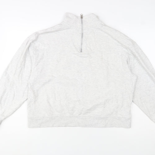 ASOS DESIGN Women's Grey 1/4 Zip Sweatshirt UK 12 Cotton Blend