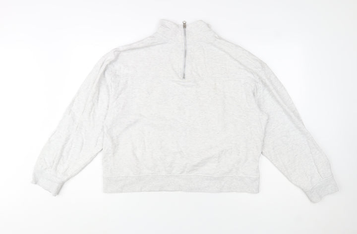 ASOS DESIGN Women's Grey 1/4 Zip Sweatshirt UK 12 Cotton Blend