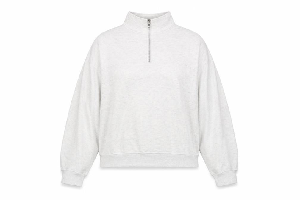 Front view of ASOS DESIGN Women's Grey 1/4 Zip Sweatshirt UK 12 Cotton Blend