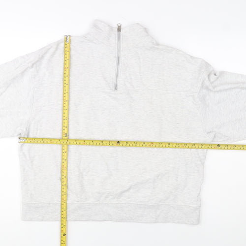 ASOS DESIGN Women's Grey 1/4 Zip Sweatshirt UK 12 Cotton Blend