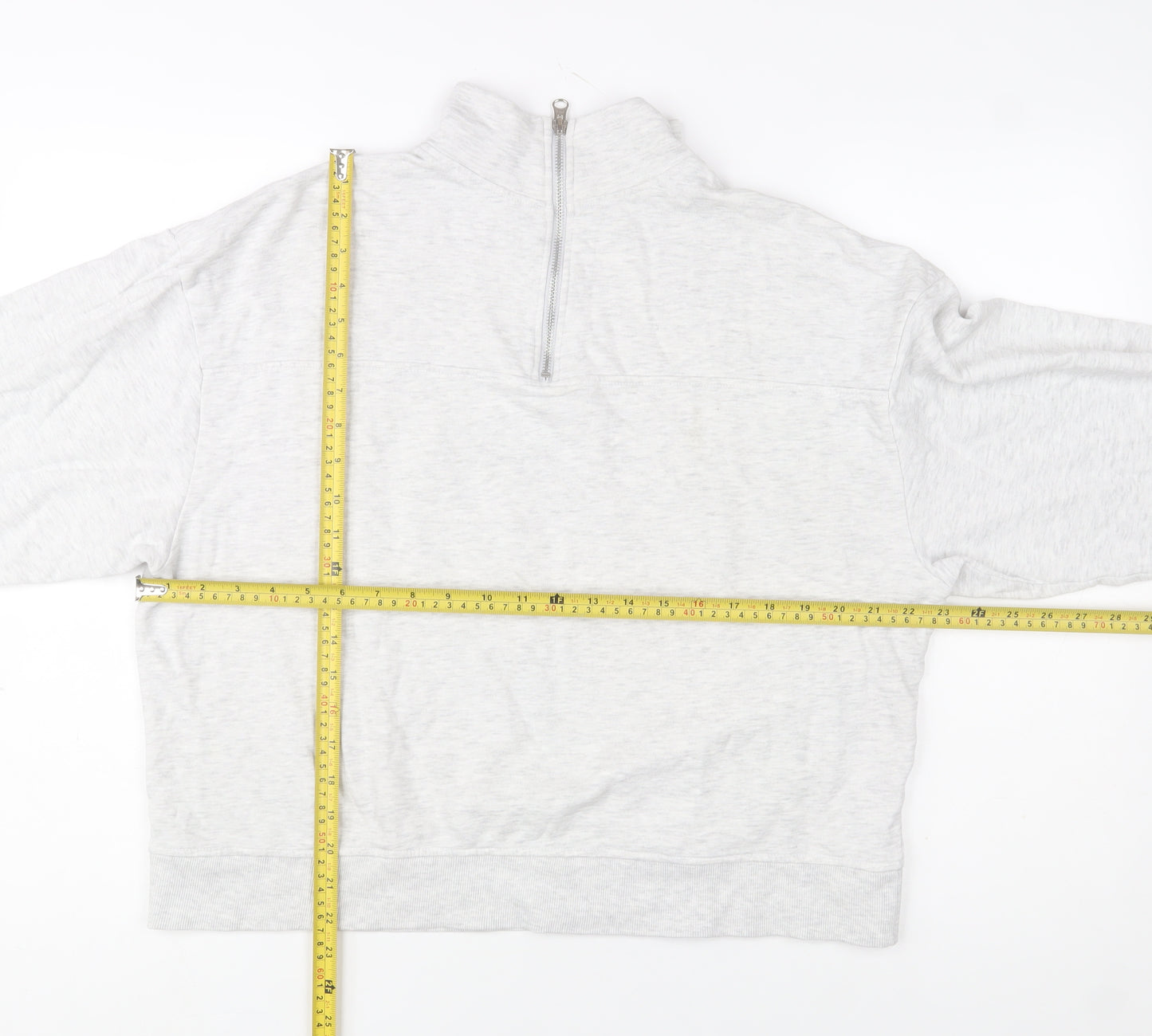 ASOS DESIGN Women's Grey 1/4 Zip Sweatshirt UK 12 Cotton Blend