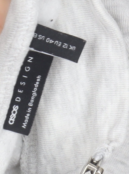 ASOS DESIGN Women's Grey 1/4 Zip Sweatshirt UK 12 Cotton Blend