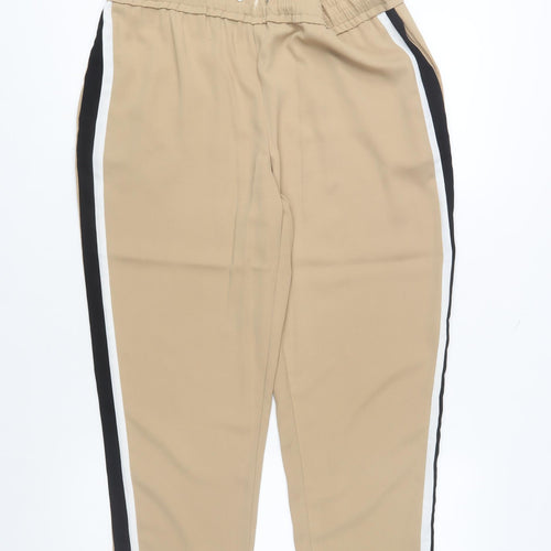 New Look Womens Beige Jogger Trousers Size 12 Elastic Waist Casual