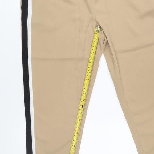New Look Womens Beige Jogger Trousers Size 12 Elastic Waist Casual