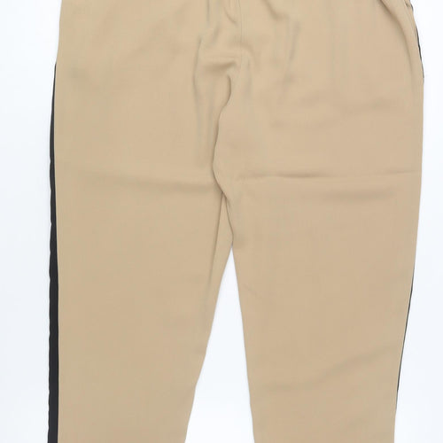 New Look Womens Beige Jogger Trousers Size 12 Elastic Waist Casual